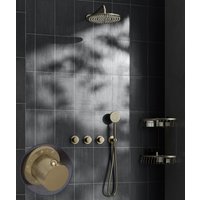 Saniclear Plus Curved inbouw regendouche met 30cm hoofddouche en muurarm geborsteld messing - mat goud