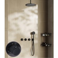 Saniclear Plus Curved inbouw regendouche met 30cm hoofddouche en plafondarm zwart mat