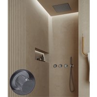 Saniclear Plus Curved inbouw regendouche met inbouw douchekop 30x30cm en staafhanddouche chroom