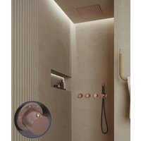 Saniclear Plus Curved Pro inbouw regendouche met inbouw douchekop 30x30cm en staafhanddouche geborsteld koper