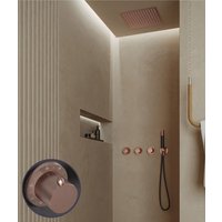 Saniclear Plus Stripes Pro inbouw regendouche met inbouw douchekop 30x30cm en staafhanddouche geborsteld koper