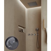 Saniclear Plus Stripes inbouw regendouche met inbouw douchekop 30x30cm en 2 standen handdouche chroom
