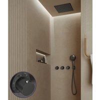 Saniclear Plus Stripes inbouw regendouche met inbouw douchekop 30x30cm en 2 standen handdouche verouderd ijzer - gunmetal