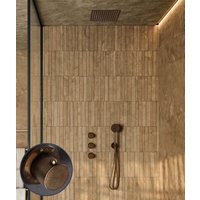 Saniclear Plus Stripes inbouw regendouche met inbouw douchekop 30x30cm verouderd messing