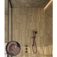 Saniclear Plus Stripes inbouw regendouche met inbouw douchekop 30x30cm en glijstang geborsteld koper
