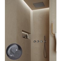 Saniclear Plus Stripes inbouw regendouche met inbouw douchekop 30x30cm en staafhanddouche chroom