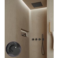 Saniclear Plus Stripes inbouw regendouche met inbouw douchekop 30x30cm en staafhanddouche verouderd ijzer - gunmetal