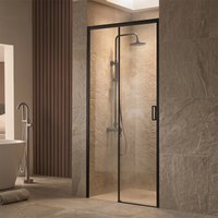 Saniclear Slide black schuif douchedeur 110x200cm zwart mat