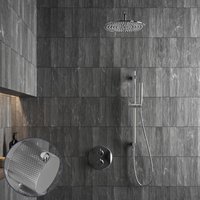 Saniclear Talpa Curved inbouw regendouche rond met 30cm hoofddouche, muurarm en glijstang chroom