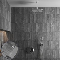 Saniclear Talpa Curved inbouw regendouche rond met 20cm hoofddouche, plafondarm en 2 standen handdouche chroom