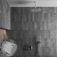 Saniclear Talpa Stripes inbouw regendouche rond met 20cm hoofddouche en plafondarm chroom