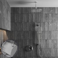 Saniclear Talpa Stripes inbouw regendouche rond met 20cm hoofddouche, plafondarm en glijstang chroom
