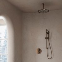 Saniclear Antique inbouwregendouche rond met 30cm hoofddouche, plafondarm, 2 standen handdouche en glijstang verouderd messing