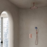 Saniclear Copper inbouw regendouche met plafondarm, 30cm hoofddouche en 3 standen handdouche
