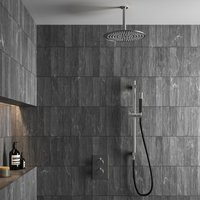 Saniclear Talpa Pro inbouwregendouche 30cm met plafondarm en glijstang chroom-zwart