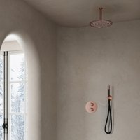 Saniclear Copper Pro inbouw regendouche 30cm rond met plafondarm geborsteld koper