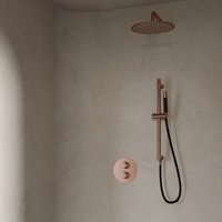 Saniclear Copper Pro inbouw regendouche 20cm rond met wandarm en glijstang geborsteld koper