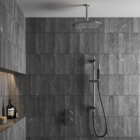 Saniclear Exclusive Pro inbouw regendouche 20cm met plafondarm, glijstang en staafhanddouche RVS