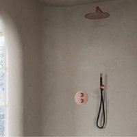 Saniclear Copper Pro inbouw regendouche 30cm rond met wandarm geborsteld koper