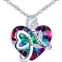 Light Luxury Ins Design 925 Sterling Silver Forever Love Engrave Rose Crystal Fine Jewelry Necklace