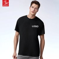 SK Men Slim Fit O-Neck Short Sleeve 180gsm Knitted 100% Cotton Casual Solid Pattern Custom Logo Printed Bulk Blank Digital