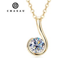 Luxury 925 Sterling Silver Solitaire Round 1CT D Color Diamond Moissanite Stone Teardrop Pendant Necklaces for Women