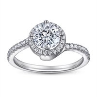 Jewelry Manufacturer CZ Diamond Round Cut Women Sterling Silver Twisted Engagement Ring Sterling Silver 925 Rings for Women