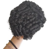Ready Stock 10x8 Size Curly PU Thin Skin Australia Base Swiss Lace Natural Indian Human Hair Men Toupee With Quick Delivery