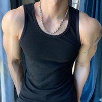 Pack of 3 Cheap Factory Polyester Men's Ribbed Fitness tank Top White Black Grey Color Singlet for Men