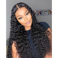 Megalook Human Hair Wig 5*6 Deep Wave Transparent Lace Wig Human Hair Full Hand Tied Straight Wig for Black Women