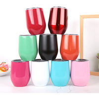 watersy customized 12oz double wall 304 Stainless Steel unbreakable Vacuum insulated Stemless Wine glass tumbler cup with lid