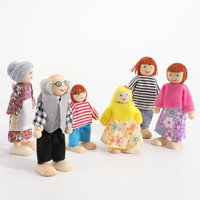 Custom Children's Toys in Wooden Doll House Educational Accessories Small Figures Happy Family Peg Games for Kids Boys & Girls
