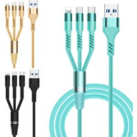 LJ03 Aluminum Alloy 3 In 1 TPE 1.2M fast Charging USB Cable for Iphone & Micro Usb & Type c