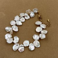 11-13mm Big KESHI Baroque Natural Freshwater Pearl Bracelet AAA High Luster Freshwater Pearl Bracelets & Bangles