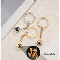 Personalized Projection Photo Keychain Custom Pet Photo Projection Paw Pendant Memorial Picture Keyring for Birthday Gift