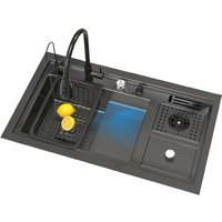 Christmas Hot Sale 8550 Black Large Kitchen Multifunctional Waterfall Dishwasher Sink 304 Stainless Steel Sink for Hotels