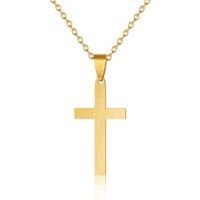 Religious Christian Cross Necklace Women Stainless Steel Silver Gold Plated Simple Trendy Pendant Necklace
