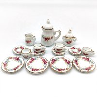 1/12 Scale Dollhouse Miniature Tableware Resin Tea Pot and Cup Set Soft Toy DIY Mini Toy