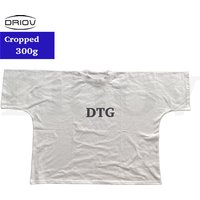 Custom Logo DTG Printed 300g Heavyweight Loose Thick Collar Boxy Fit Tshirt Custom Cropped Oversized t Shirt for Men