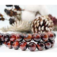 Natural Well Polished Gemstone Round Loose Beads AA Red Tiger Eye Energy Stone Beaded for Jewelry Making Bracelet Necklace