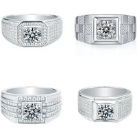 Classic 925 Sterling Silver VVS 2CT Round Brilliant Cut Moissanite Prong Setting Men's Ring Fashionable Fine Jewelry