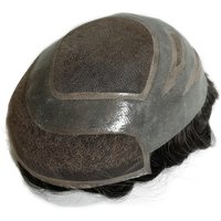 Gray Hair 4 Holes Mono Top Natural Indian Human Hair Men Toupee With Front Lace Bleached Knots