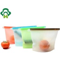 1000ml Zipper Top Sealing Reusable Silicone Food Bag Keeping Fresh Food Preservation Bag Reusable Silicone Food Storage Bag