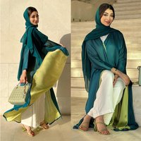 2024 New High Quality Abaya Color Matching Jacket Dubai European and American Chiffon Dress Solid Color Robe Ladies Abaya