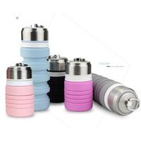 Collapsible Silicone Water Bottle Steel Lids