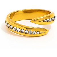 Joolim High End 18K Gold Plated Dainty Zirconia Pave Double-layer Cross Open Ring for Women Stainless Steel Trendy Jewelry