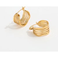 New Ins Hot Earring 18K PVD Gold Plated Hollow Out Stainless Steel Hoop Earring Chic Gold Earrings