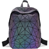 Mini Checkered Lattice College Luminous Geometric Leather Backpack for Girl 2025