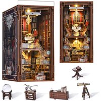 Minicity DIY Miniature Dollhouse Booknook Kit 3D Wooden Puzzle Bookend and LED Light Bookshelf Insert Stylish Mini Toy Model