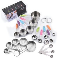 Kitchen Accessories silicone handle stainless steel measuring cups and spoons set